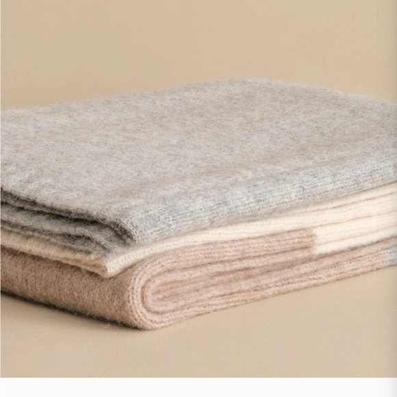 Jenni Kayne NWT Alpaca Colorblock Oatmeal Stripe Throw
